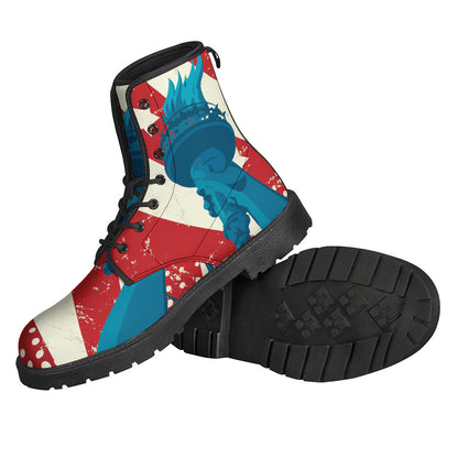 Freedom Walks: Statue of Liberty Print Leather Boots for the Free-Spirited Hippie - 2