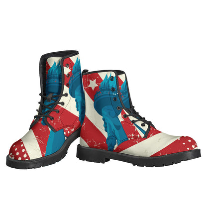 Freedom Walks: Statue of Liberty Print Leather Boots for the Free-Spirited Hippie - 3