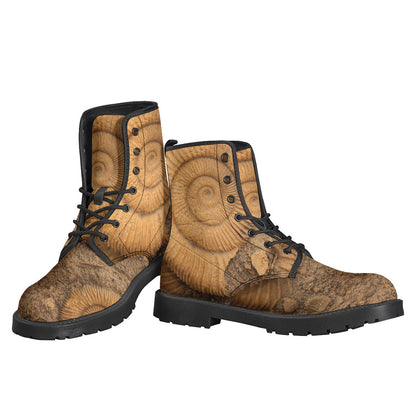 Step into Freedom with Ammonite Shell Fossil Leather Boots for Hippies - 3