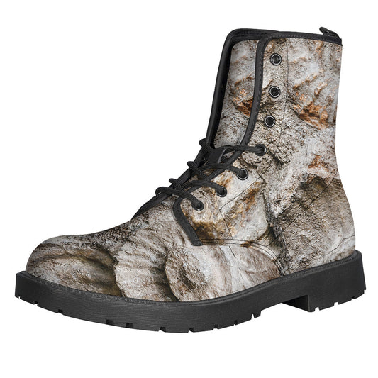 Ammonoidea Fossil Print Leather Hippie Boots: Embrace Your Bohemian Style - 1