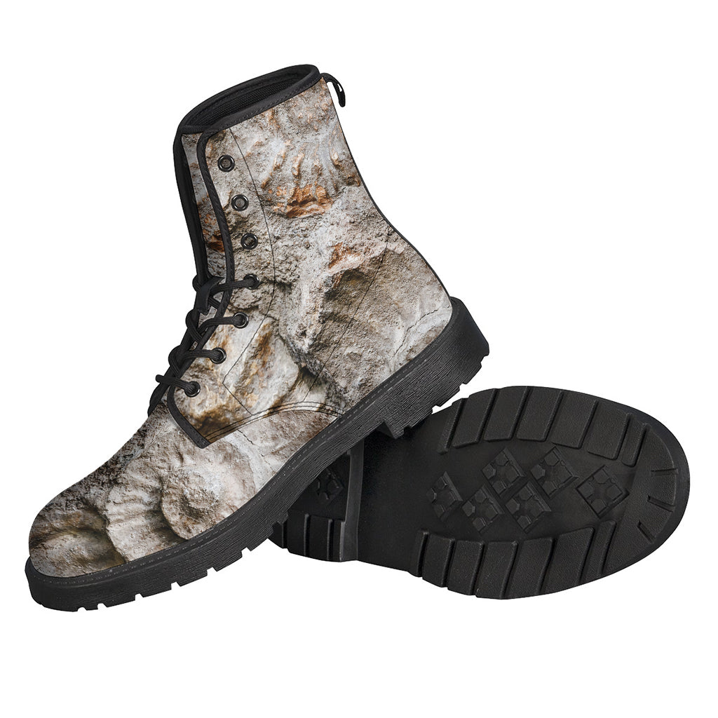 Ammonoidea Fossil Print Leather Hippie Boots: Embrace Your Bohemian Style - 2