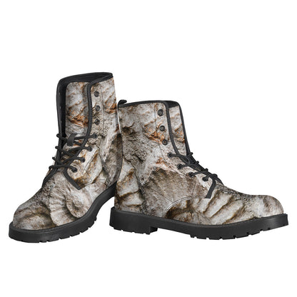 Ammonoidea Fossil Print Leather Hippie Boots: Embrace Your Bohemian Style - 3