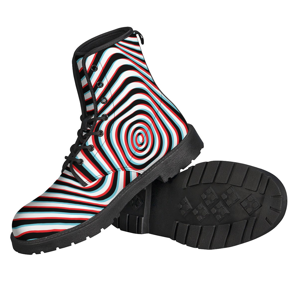 Eco-Friendly Leather Boots for Hippie Souls: Anaglyph Optical Illusion Print - 2