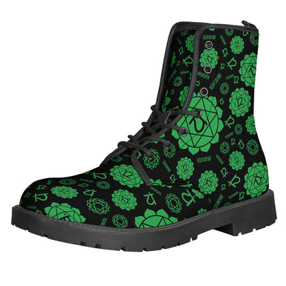 Anahata Chakra Pattern Leather Boots for Groovy Hippies - 1