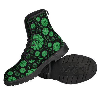 Anahata Chakra Pattern Leather Boots for Groovy Hippies - 2