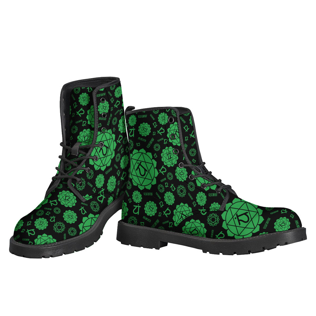 Anahata Chakra Pattern Leather Boots for Groovy Hippies - 3