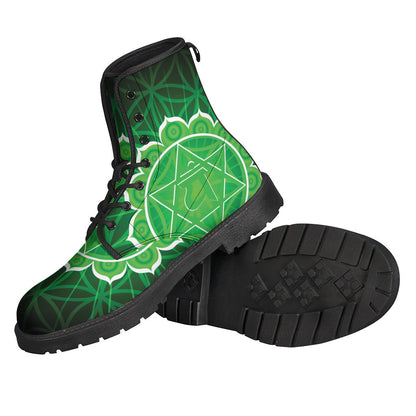 Anahata Chakra Spiritual Print Leather Boots: The Perfect Hippie Style Statement - 2