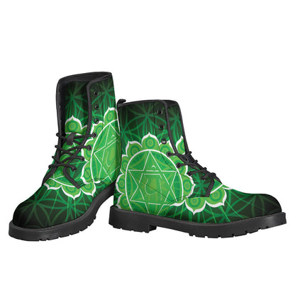 Anahata Chakra Spiritual Print Leather Boots: The Perfect Hippie Style Statement - 3