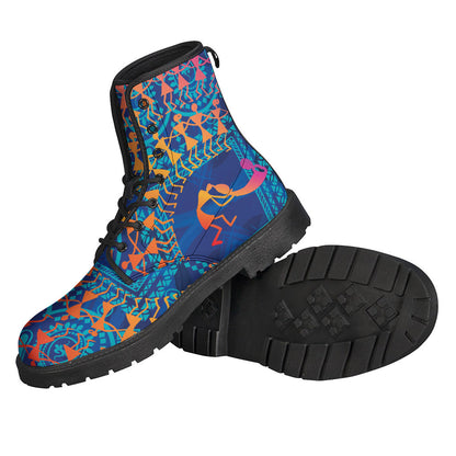 Warli Tribal Print Leather Boots: Embrace Your Inner Hippie with Style - 2