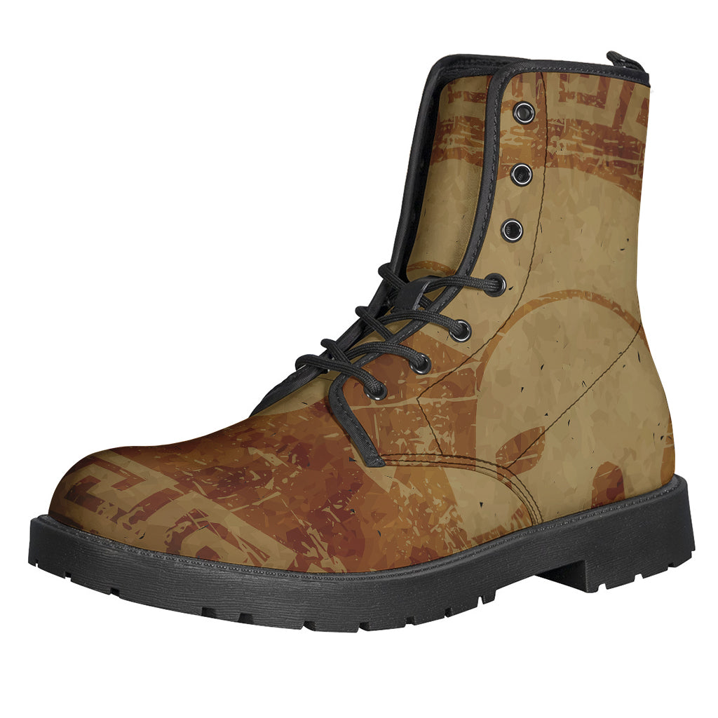 Groovy Spartan Helmet Leather Boots for the Free-Spirited Hippie - 1