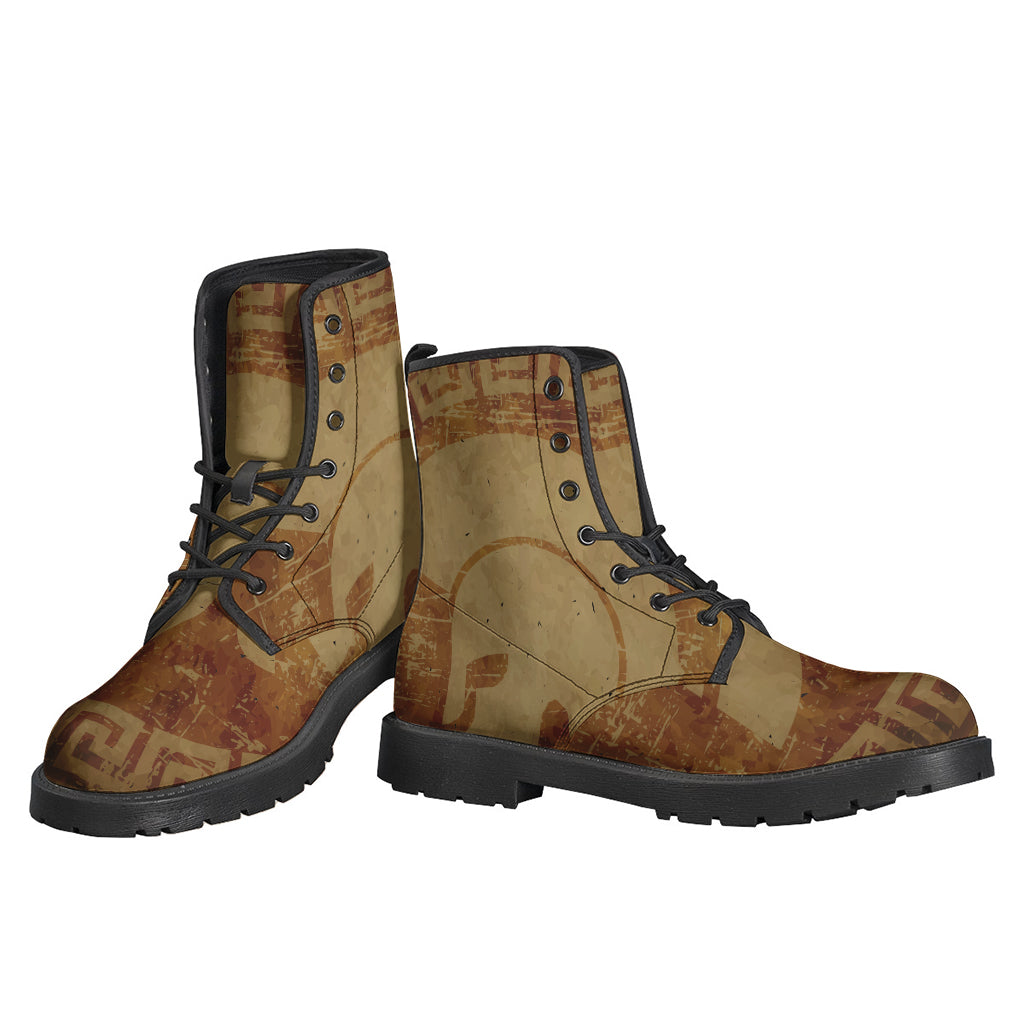 Groovy Spartan Helmet Leather Boots for the Free-Spirited Hippie - 3