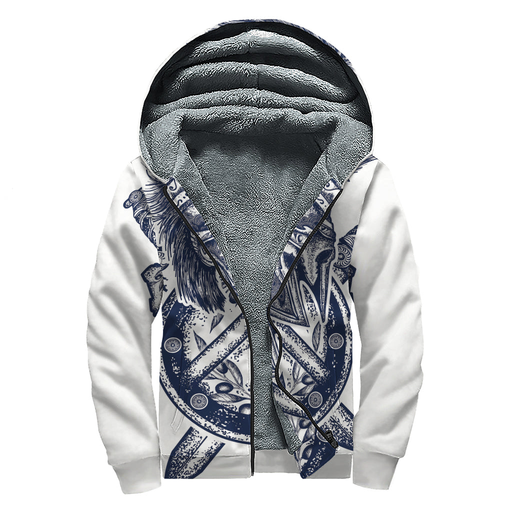 Groovy Spartan Print Sherpa Lined Zip Up Hoodie for Hippie Vibes - 1