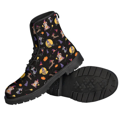 Animal Wizard Pattern Print Leather Boots for Groovy Hippies - 2