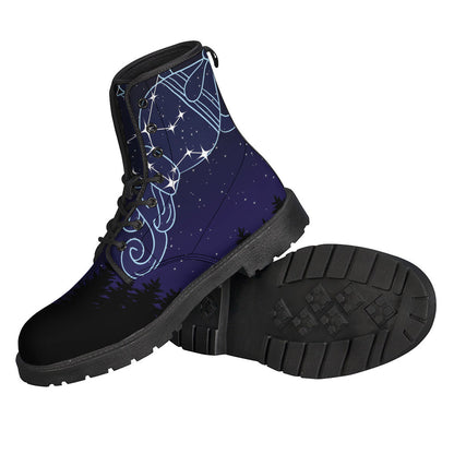 Aquarius Constellation Print Leather Boots for the Free-Spirited Hippie - 2