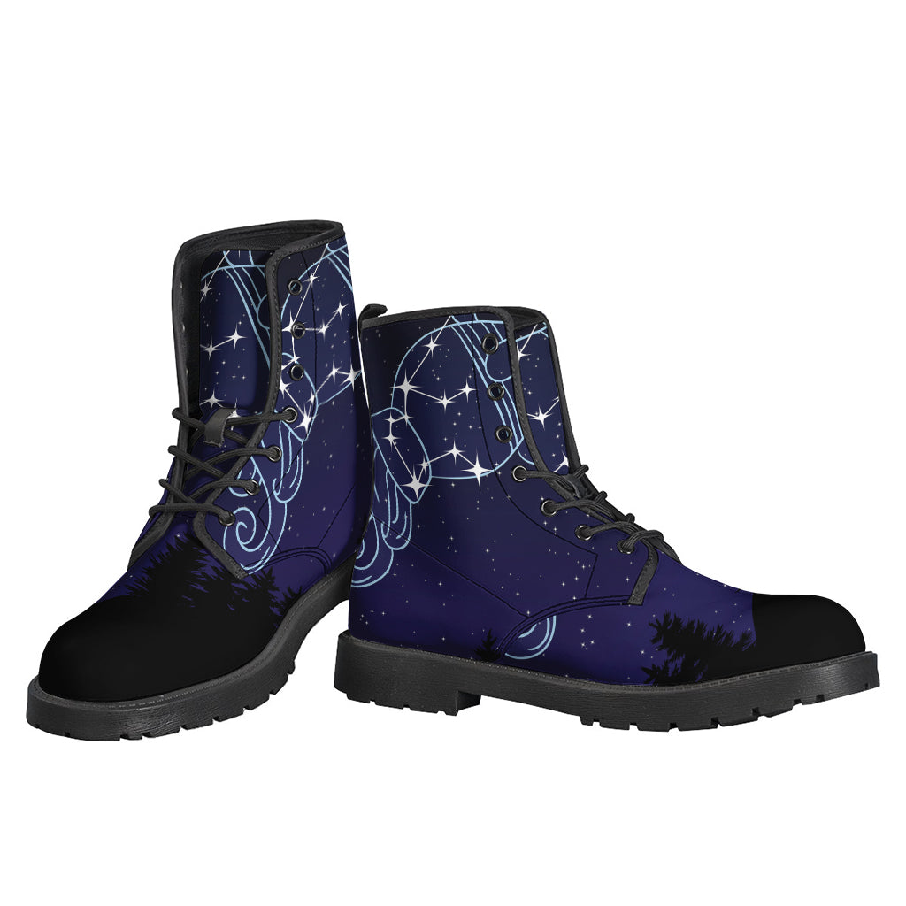 Aquarius Constellation Print Leather Boots for the Free-Spirited Hippie - 3