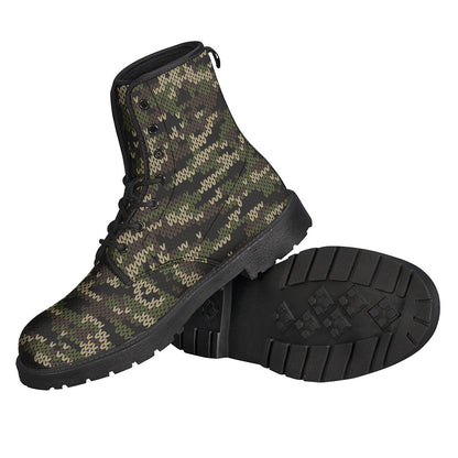 Groovy Camo Knitted Leather Boots for Free-Spirited Hippies - 2