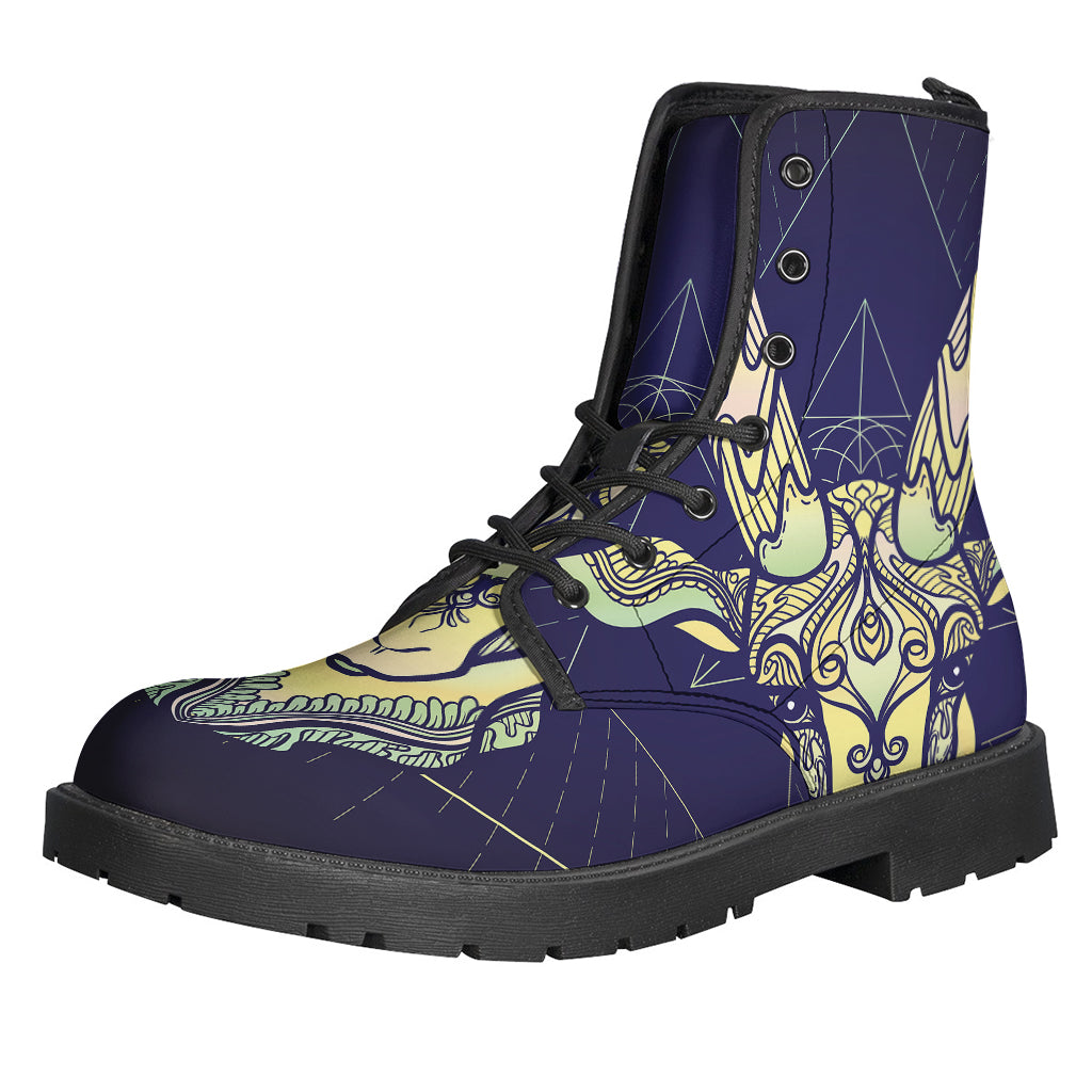 Boho Chic: Astrological Capricorn Sign Leather Boots - 1