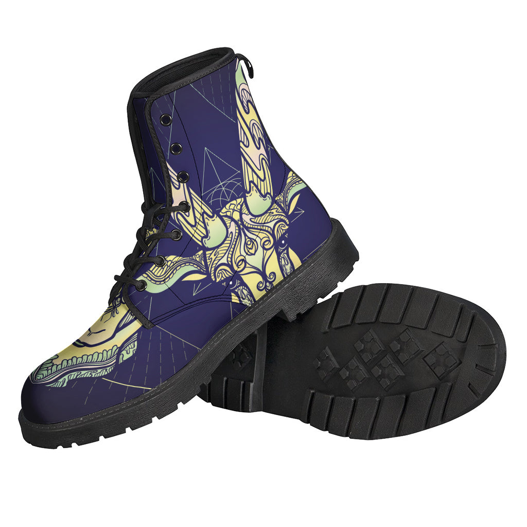 Boho Chic: Astrological Capricorn Sign Leather Boots - 2