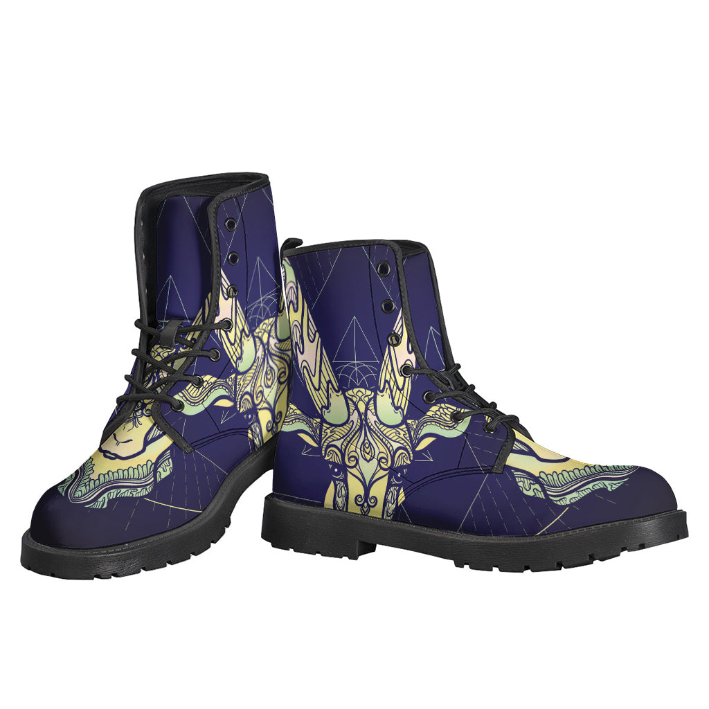 Boho Chic: Astrological Capricorn Sign Leather Boots - 3