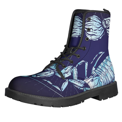 Boho Bliss: Astrological Scorpio Sign Leather Boots for Stylish Hippies - 1