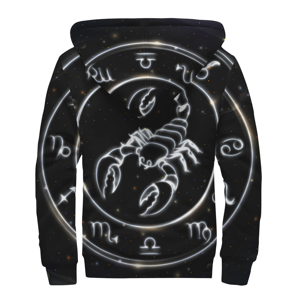 Scorpio Sign Print Hippies Sherpa Lined Zip Up Hoodie - 2