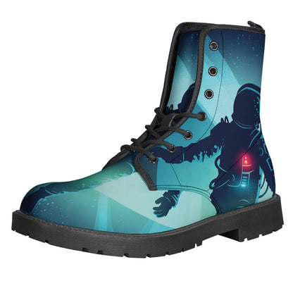 Galactic Groove: Astronaut Inspired Leather Lightweight Boots for Hippies - 1