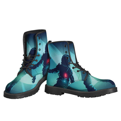 Galactic Groove: Astronaut Inspired Leather Lightweight Boots for Hippies - 3