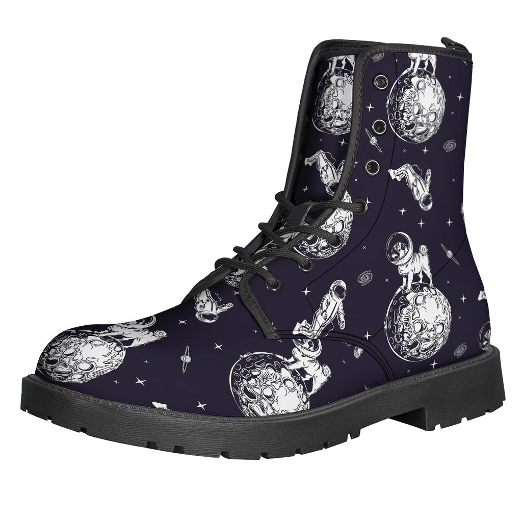 Space-Print Leather Boots for Free-Spirited Hippies - 1