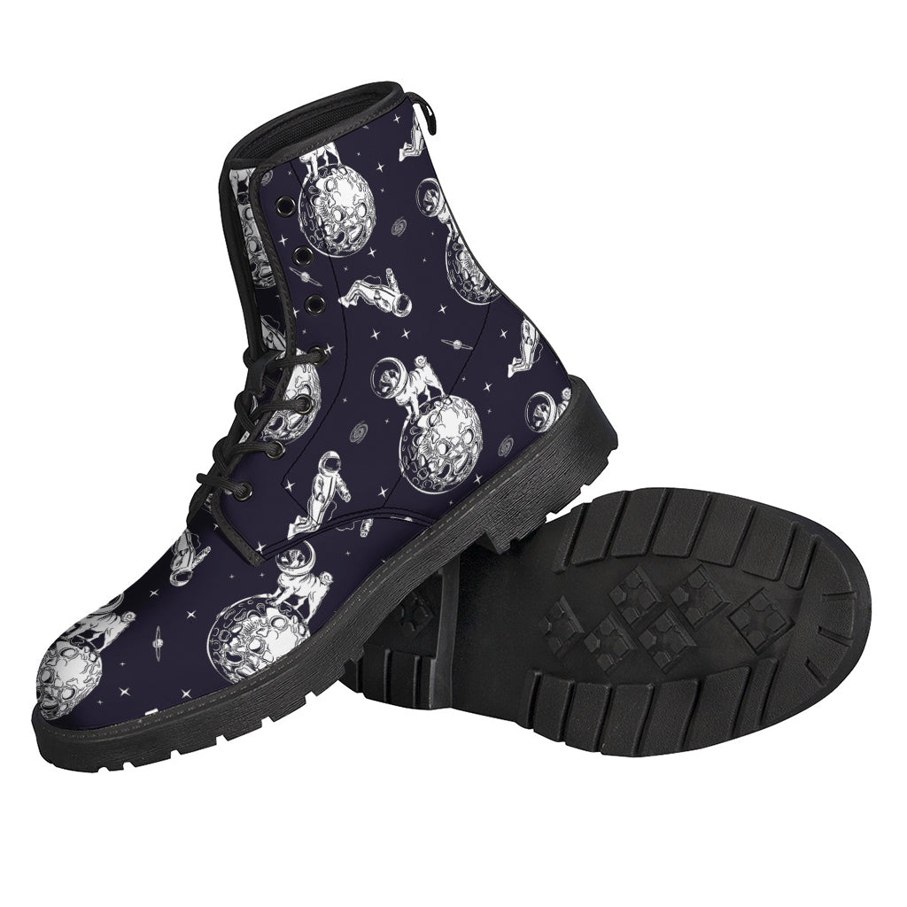 Space-Print Leather Boots for Free-Spirited Hippies - 2