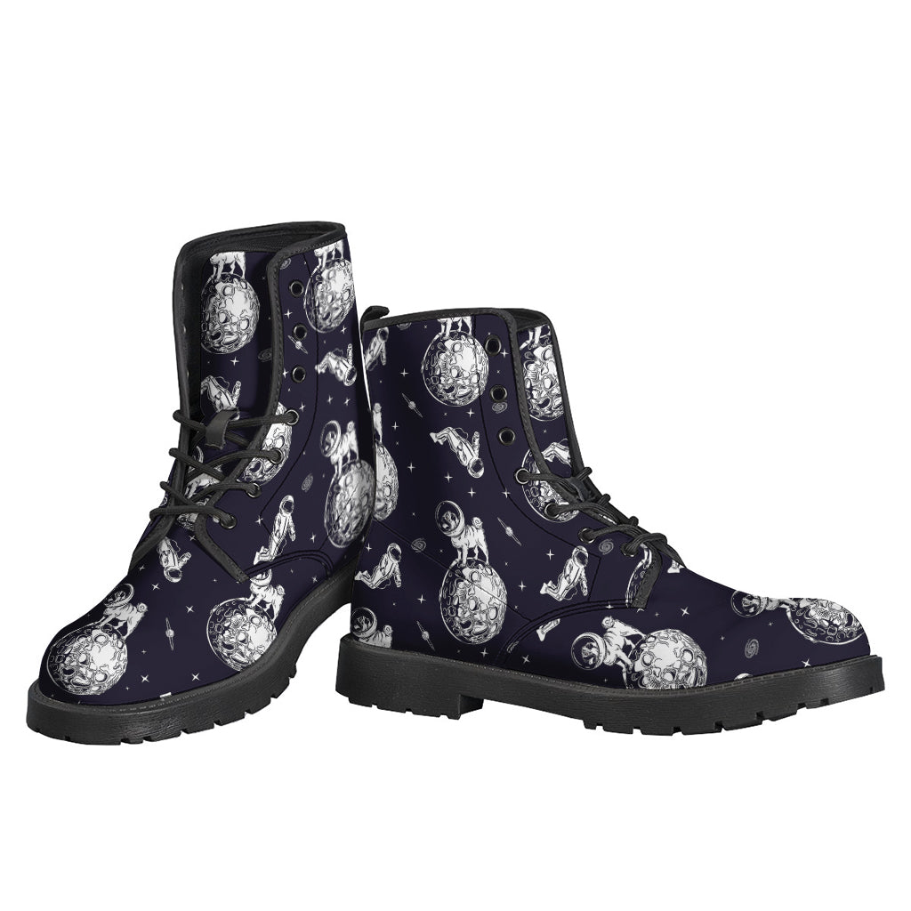 Space-Print Leather Boots for Free-Spirited Hippies - 3