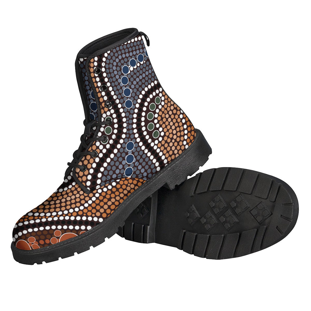 Boho Chic: Embrace Your Inner Hippie with Australia River Aboriginal Dot Print Leather Boots - 2