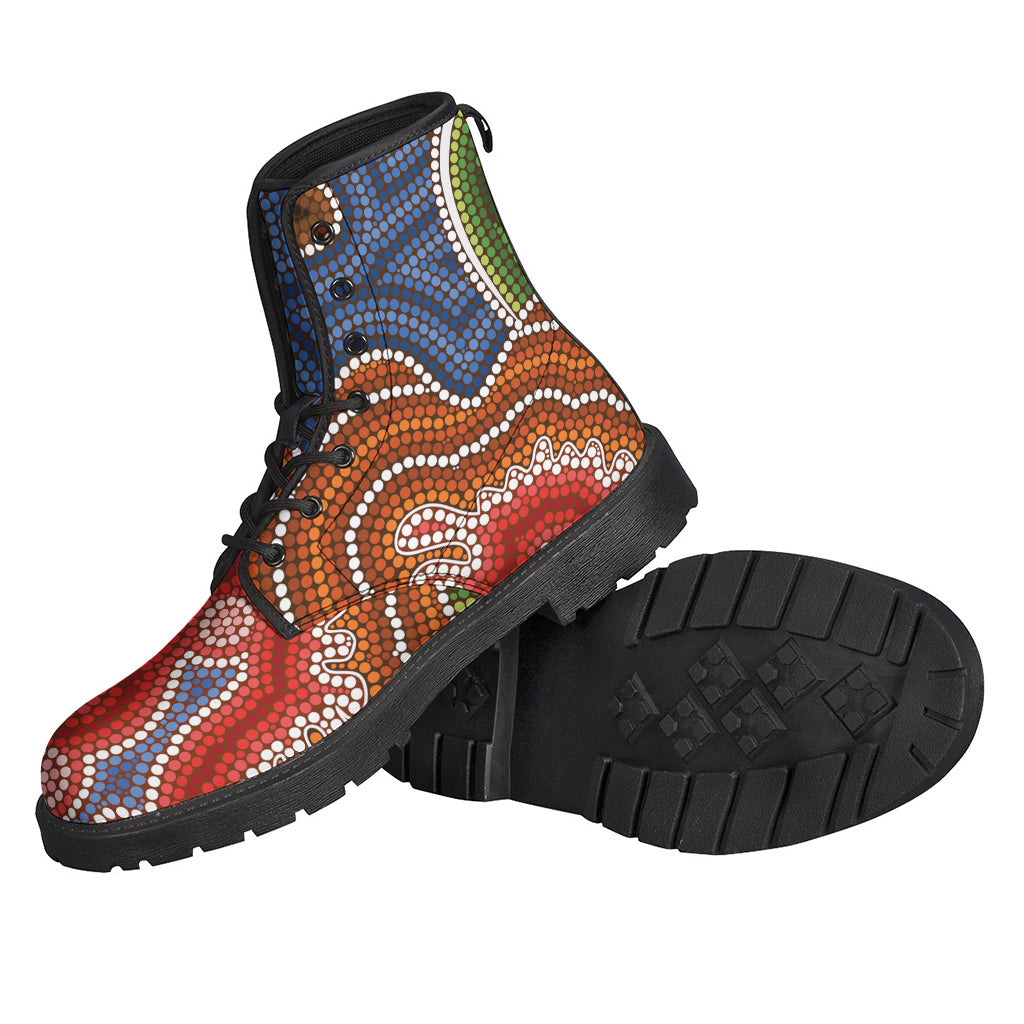 Innovative Australian Aboriginal Art Print Leather Boots for the Modern-Day Hippie - 2