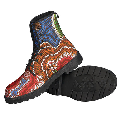 Innovative Australian Aboriginal Art Print Leather Boots for the Modern-Day Hippie - 2