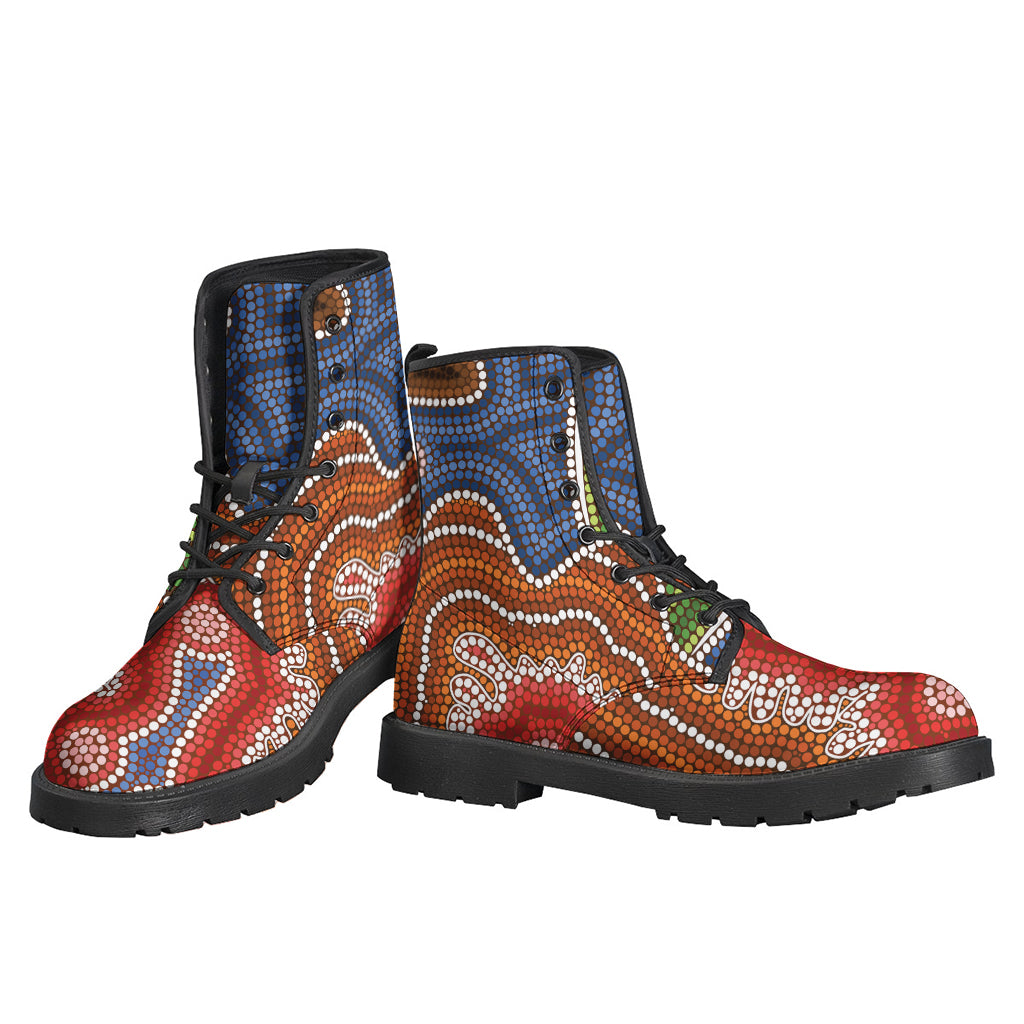 Innovative Australian Aboriginal Art Print Leather Boots for the Modern-Day Hippie - 3