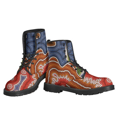 Innovative Australian Aboriginal Art Print Leather Boots for the Modern-Day Hippie - 3