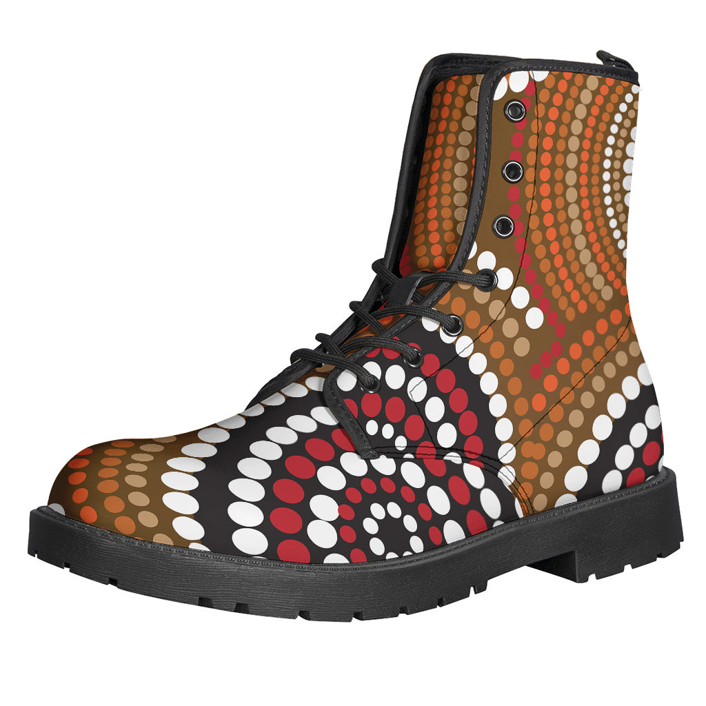 Step into Style with our Australian Aboriginal Dot Print Leather Boots for Modern Hippies - 1