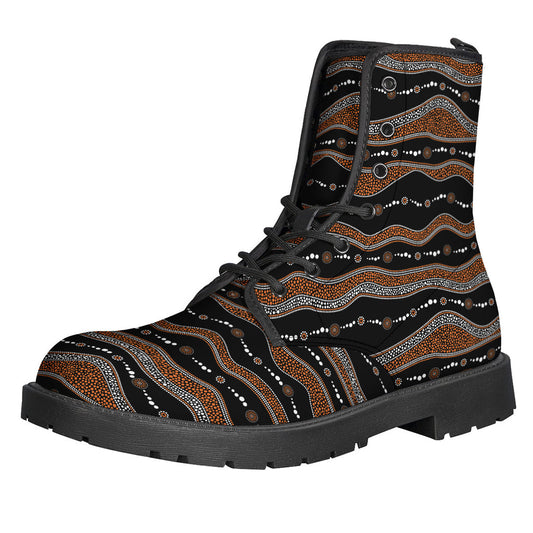 Boho-Chic Vibes: Indigenous Print Leather Lightweight Boots for Hippies - 1