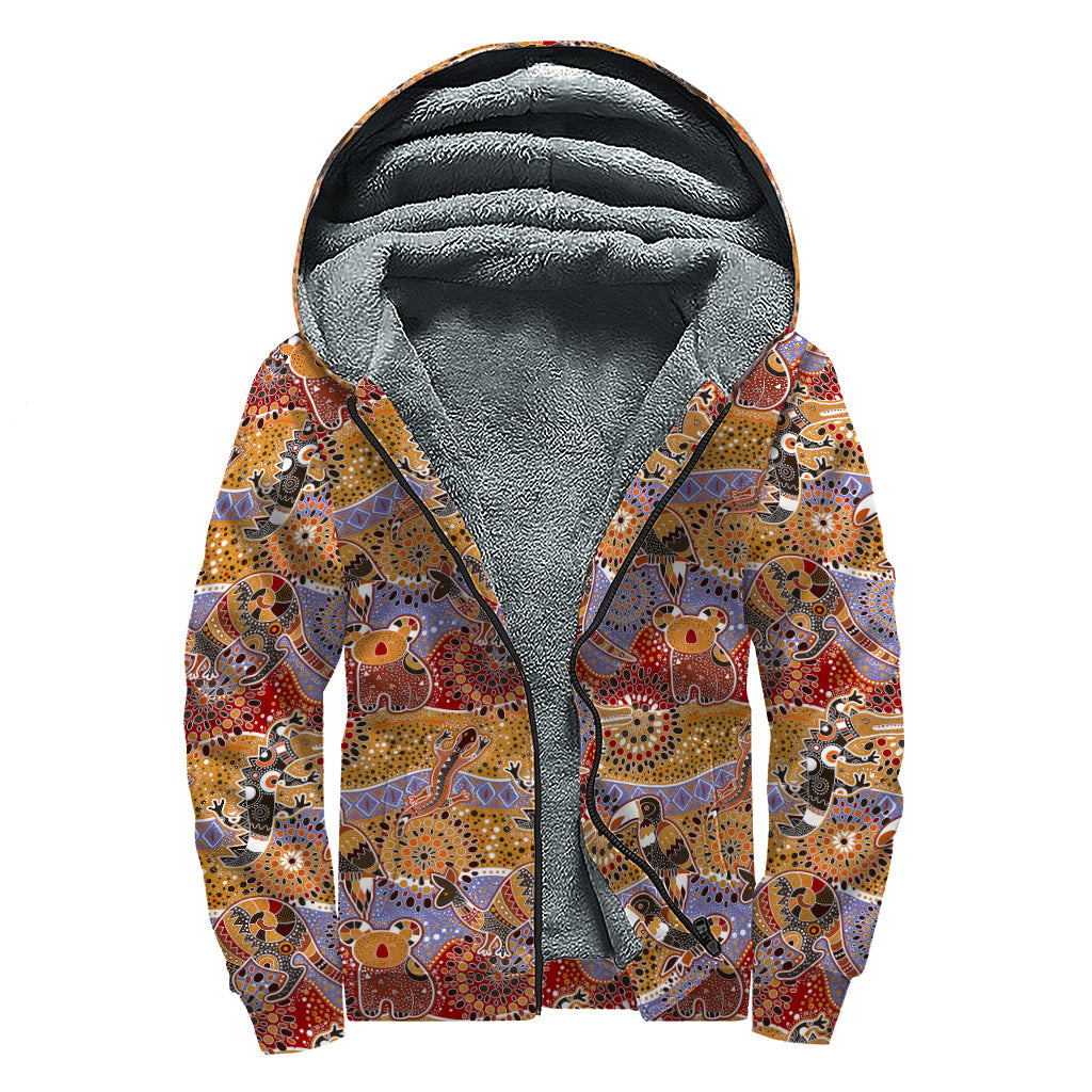 Australian Animals Sherpa Lined Zip Up Hoodie: Embrace Your Inner Hippie Style - 1