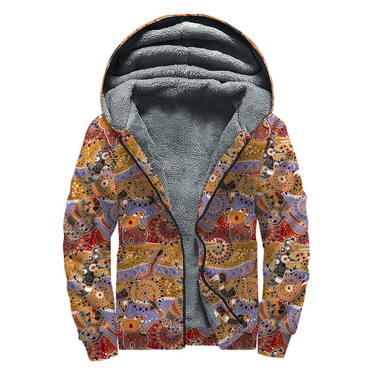 Australian Animals Sherpa Lined Zip Up Hoodie: Embrace Your Inner Hippie Style - 1