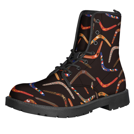 Bohemian Bliss: Australian Boomerang Leather Lightweight Boots for Hippie-Chic Style - 1