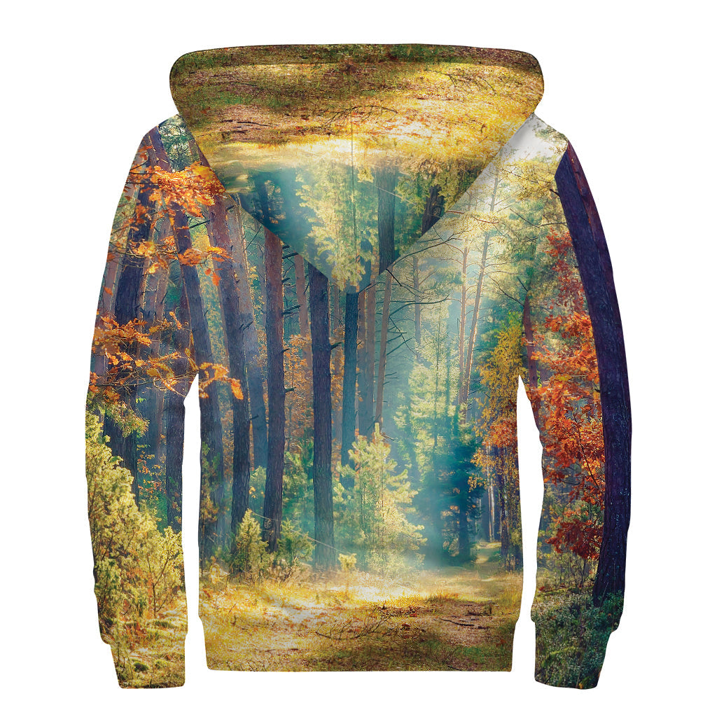 Autumn Forest Dreamer Sherpa Lined Zip Up Hoodie - 2