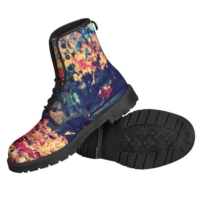 Autumn Leaves Printed Leather Boots for the Free-Spirited Hippie - 2