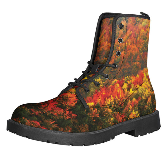 Autumn Mountain Print Leather Lightweight Boots for the Modern Hippie - 1