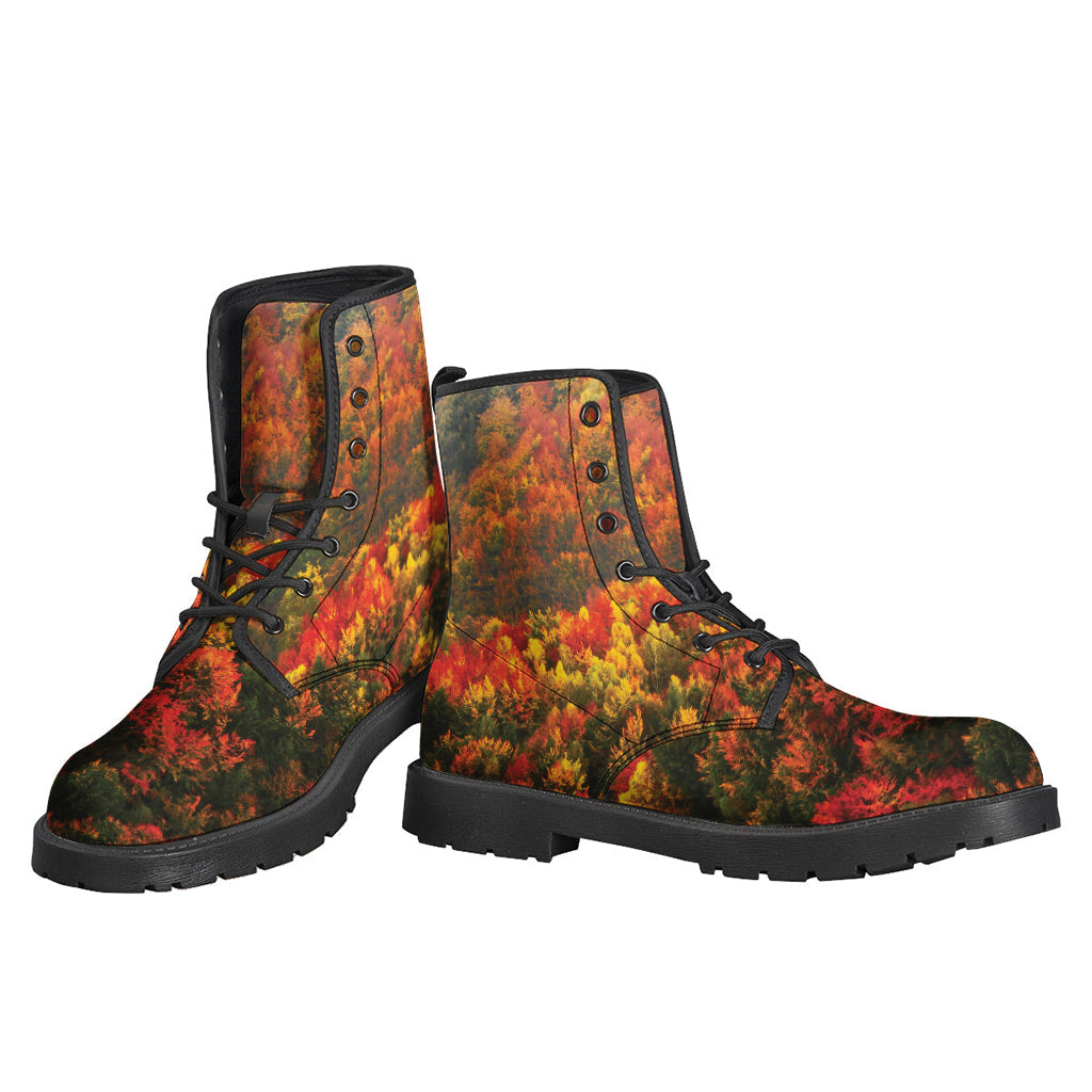 Autumn Mountain Print Leather Lightweight Boots for the Modern Hippie - 3