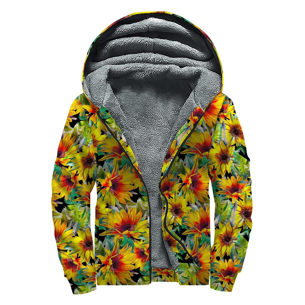 Autumn Sunflower Dreamin' Sherpa-Lined Zip Up Hoodie - 1