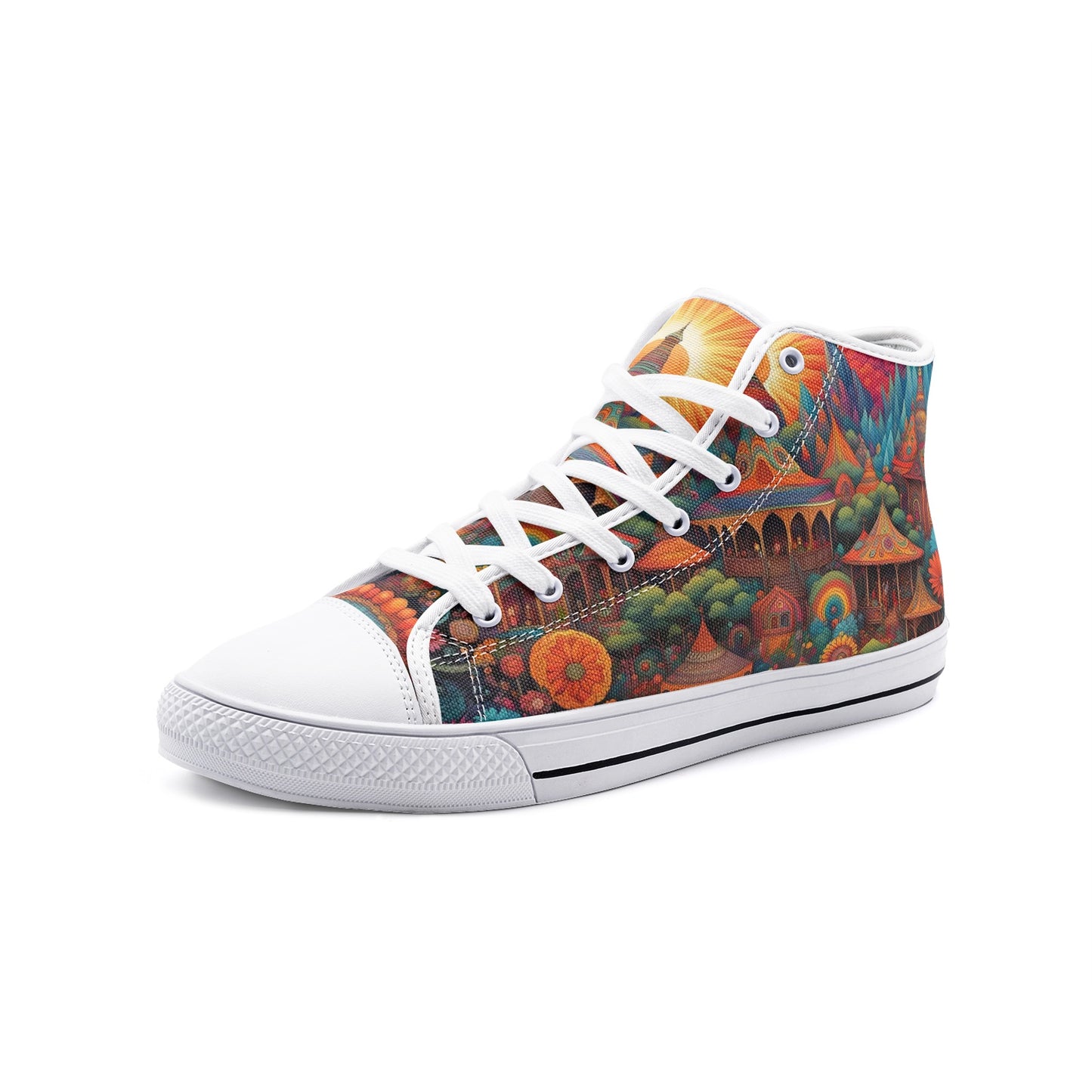 Emerald Blossoms - Hidden Hippy Paradise, Hippy Gem Unisex High Top Canvas Shoes For Hippies