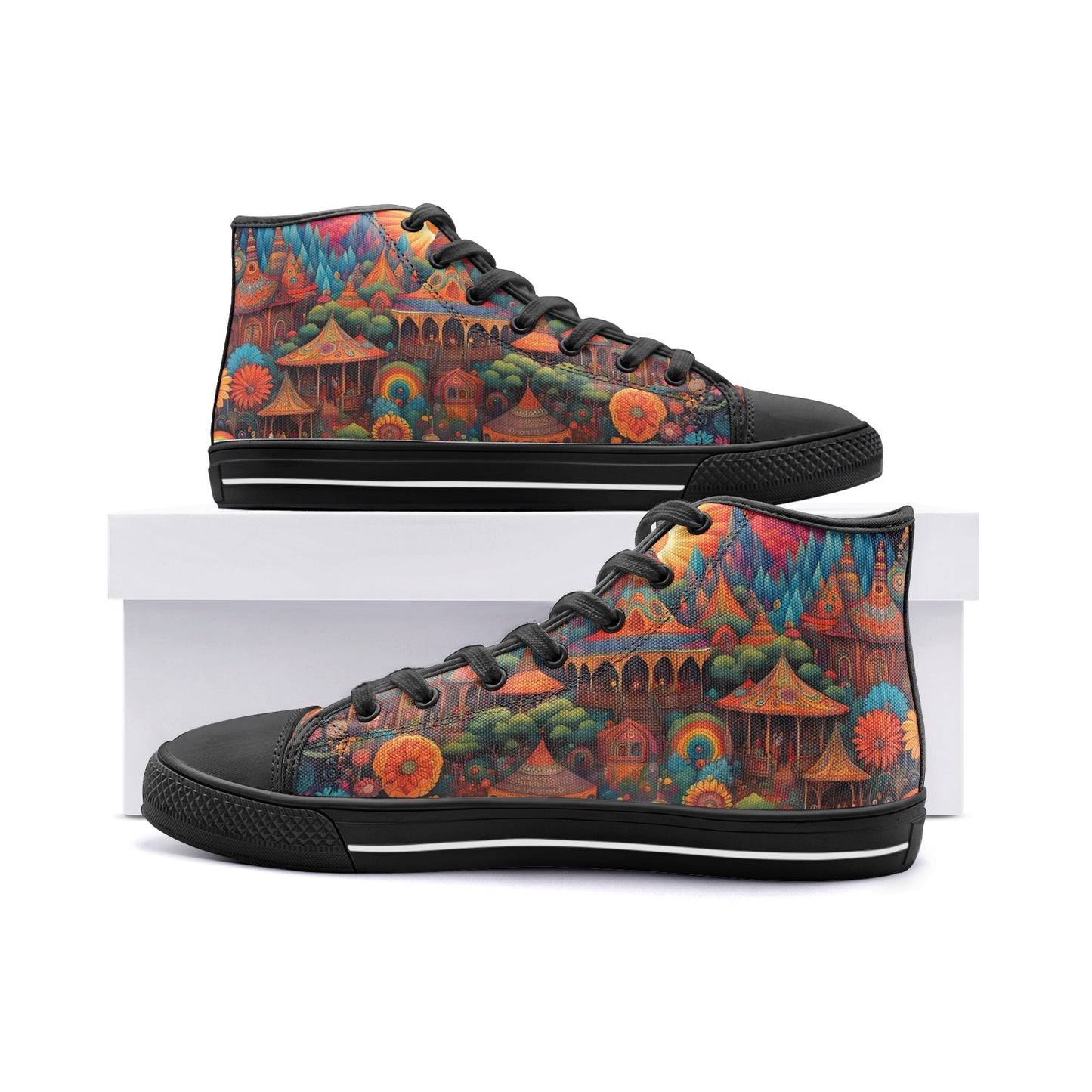 Emerald Blossoms - Hidden Hippy Paradise, Hippy Gem Unisex High Top Canvas Shoes For Hippies