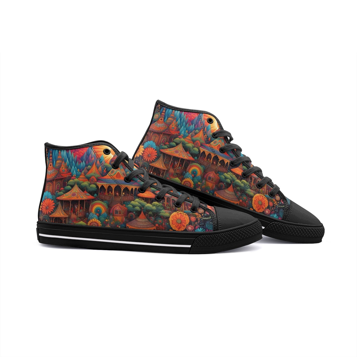 Emerald Blossoms - Hidden Hippy Paradise, Hippy Gem Unisex High Top Canvas Shoes For Hippies