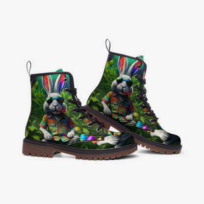 Emerald Blossoms - Cool Bunny In Sunglasses Casual Leather Lightweight Boots For Hippies