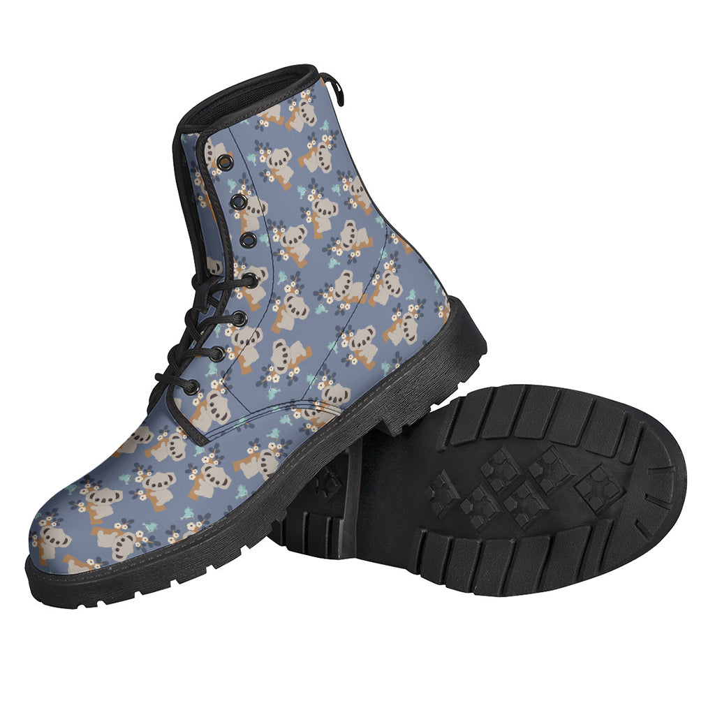 Step Out in Style: Baby Koala Pattern Leather Lightweight Boots for Hippies - 2